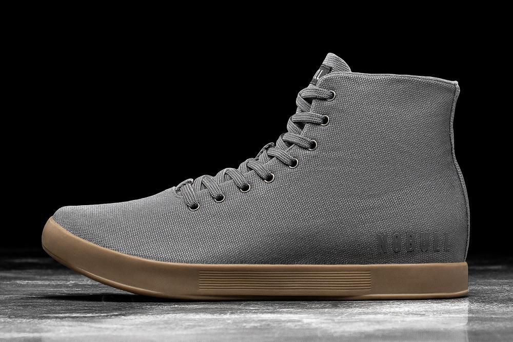 NOBULL Men's High-Top Gum Canvas Training Shoes - Dark Grey - Ireland (6405UCVDJ)